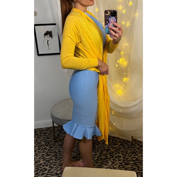 Unique Sunflower Yellow Long Wrap Cardigan Shawl - Picture 3 of 9